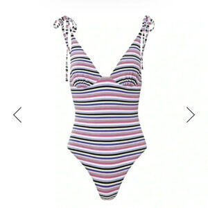 NIP Solid and Striped Olympia One Piece Swimsuit Stripe M
